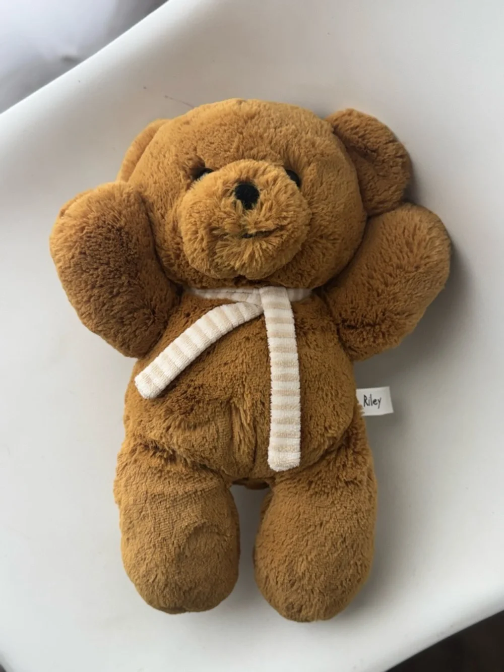 Aurora World Riley Teddy Bear With Striped Scarf Plush Stuffed Animal 8”